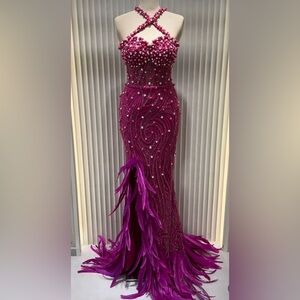 Fuschia beaded gown